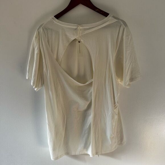 Anthropologie White Open Back Minimalist Top Size XL NWT Elevated Basics - Picture 6 of 10